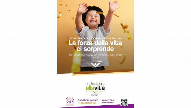 Menfi, domenica 4 febbraio 2024 si celebrerà in tutta Italia la 46ª “Giornata Nazionale per la Vita”