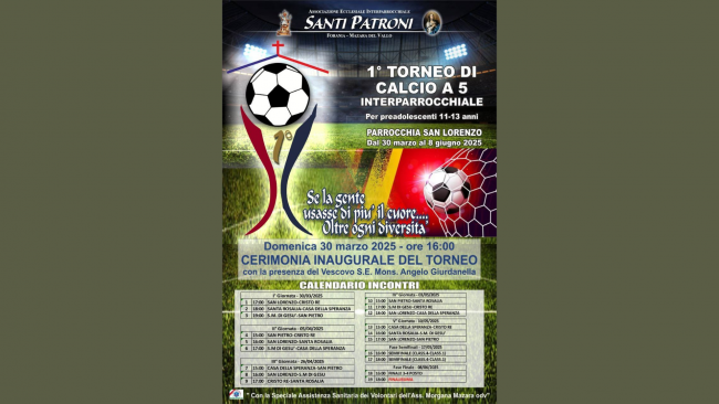 Mazara, il 30 marzo il torneo di calcio a 5 nella parrocchia San Lorenzo