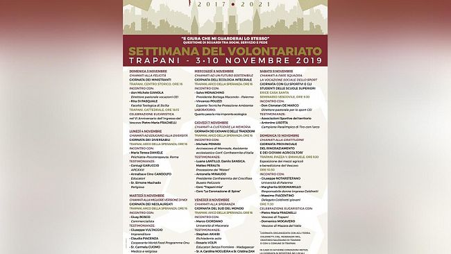 A Trapani una ” Settimana del volontariato”. In programma incontri con esperti e testimoni