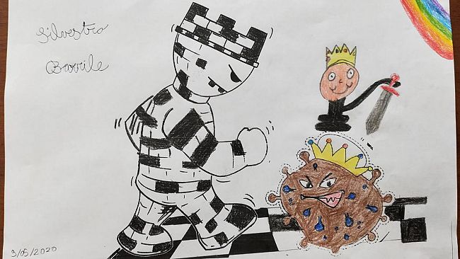 Partanna, disegni sugli scacchi fatti dai ragazzini dell’Arcadia che hanno partecipato alle lezioni a distanza in epoca di Coronavirus