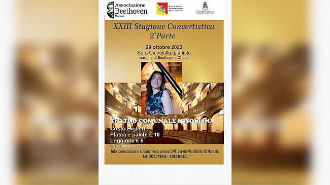 Marsala 3^ appuntamento con la musica al Teatro Sollima con la pianista Sara Cianciullo