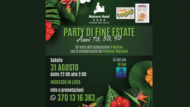 Mazara, il 31 agosto party di fine estate anni 70,80,90 organizzato dall'associazione 