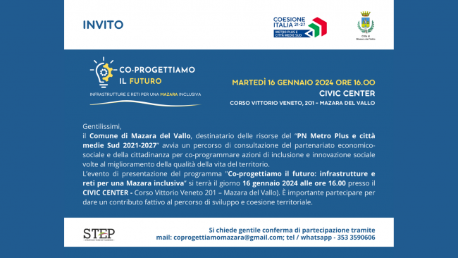 ​Mazara: un sistema di azioni e incontri partecipativi per co-progettare il futuro della città