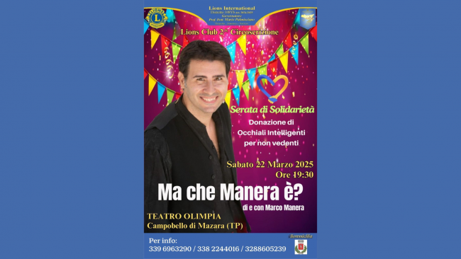 Campobello, al teatro Olimpia lo spettacolo di cabaret con il comico Marco Manera 