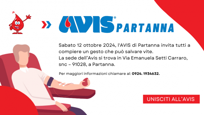 AVIS Partanna, sabato: dona speranza, dona vita! Un gesto che salva
