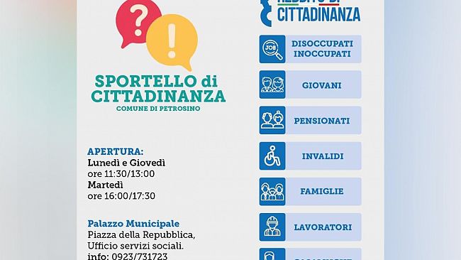 Petrosino, Nuovi servizi allo “Sportello di cittadinanza”