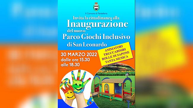 Pantelleria. Si inaugura oggi il nuovo Parco Giochi Inclusivo