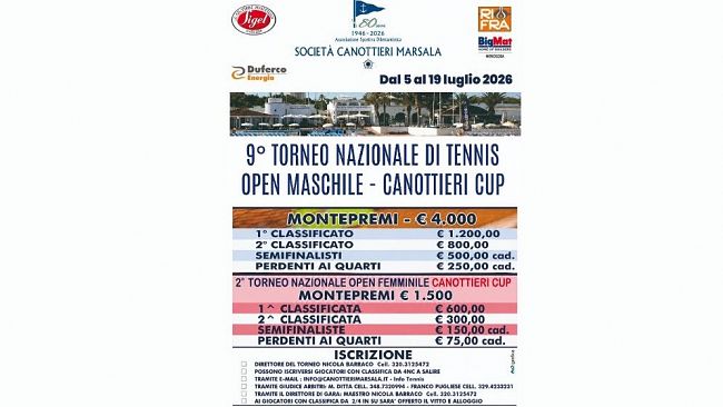 “Canottieri Cup” 2026: domenica la finale del Torneo Open Maschile e Femminile
