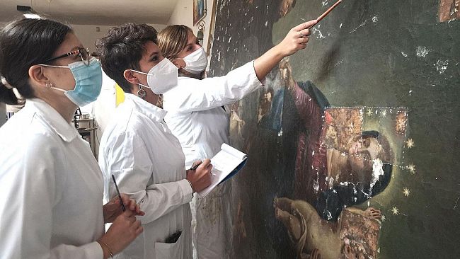 Partanna, sorpresa su una tela: dal restauro spuntano i colori originali