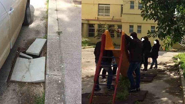 Campobello, tombini divelti nei pressi della scuola elementare San Giovanni Bosco