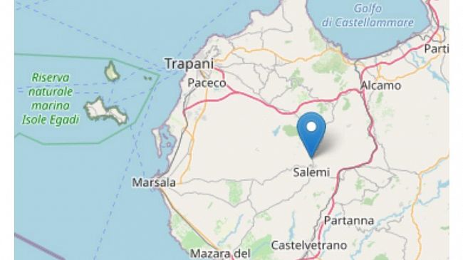 Scossa di terremoto nel trapanese, magnitudo 3.4 Richter