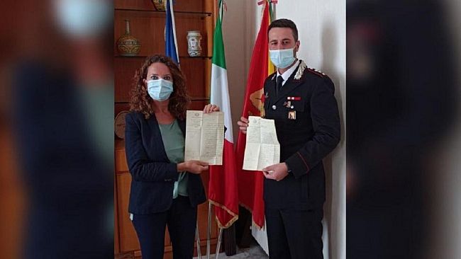 Calatafimi: Riconsegnati al Comune dai Carabinieri documenti del 1863