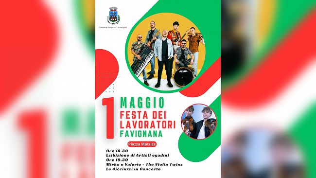 Torna il Primo Maggio di Favignana. Grande spettacolo in Piazza con i violinisti Mirko e Valerio e tanti altri artisti
