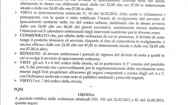 Servizio spazzamento strade: in vigore i nuovi orari. Si viene incontro alle richieste di cittadini e ristoratori