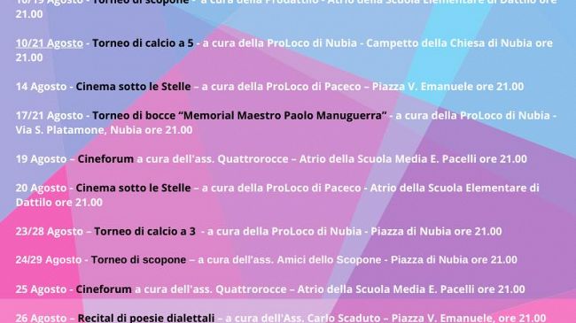 Paceco, al via il programma di manifestazioni estive
