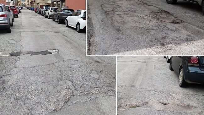 ​Trapani. Malridotta la via Serraino Vulpitta tra buche e lesioni nell’asfalto