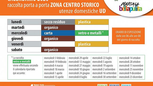 Marsala: in distribuzione i calendari della raccolta differenziata