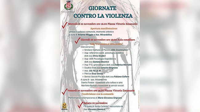 A Paceco quattro “Giornate contro la violenza”