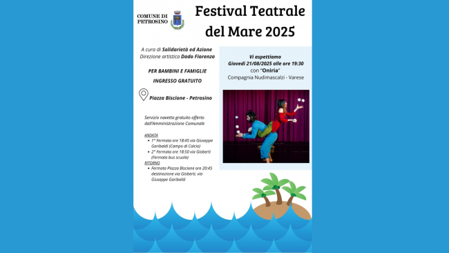Petrosino, Festival Teatrale del Mare: il 21 agosto lo spettacolo 