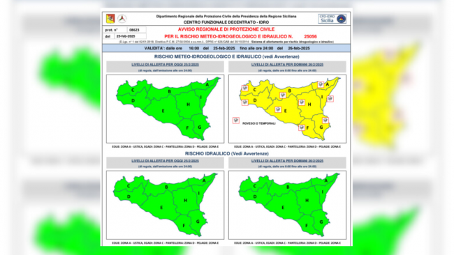 Mazara, avviso condi-meteo avverse per la giornata di mercoledì 26 febbraio
