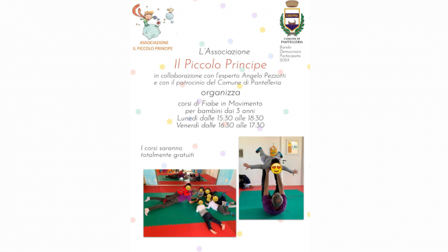 Pantelleria, al via al corso di fiabe in movimento per bambini 