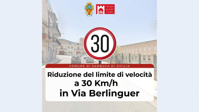 Sambuca, istituito limite di velocità in via Berlinguer 