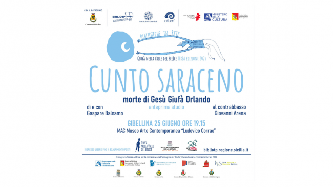 Gaspare Balsamo al Mac di Gibellina con “Cunto saraceno”, spettacolo teatrale in forma di cunto e musica