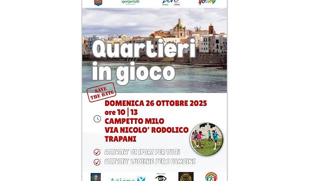 ​Trapani, domenica “Quartieri in gioco” al campetto di Milo
