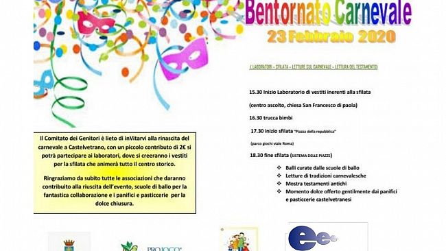 Il comitato genitori organizza Bentornato Carnevale