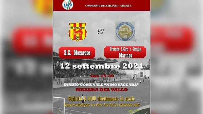 Primo match per la S.C. Mazarese che sfida Oratorio S. Ciro e Giorgio Marineo