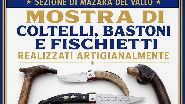 Mazara, il 30 maggio la mostra di coltelli, bastoni e fischietti artigianali al Tiro a Segno Nazionale 