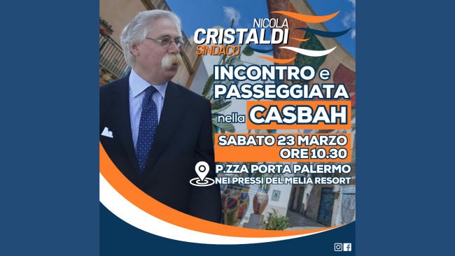 Mazara, sabato 23 marzo incontro con il candidato sindaco Nicolò Cristaldi nella Casbah