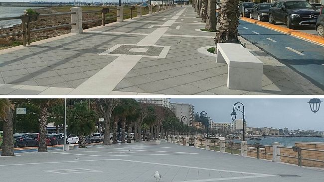 Mazara, completata la nuova pavimentazione della passeggiata (marciapiede) del lungomare Mazzini