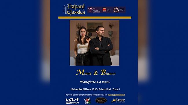 Trapani Piano Festival, a Palazzo d’Alí il duo Fabio Bianco e Federica Monti