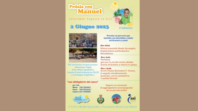 Calatafimi, tutto pronto per la 2° edizione di “Pedala con Manuel”