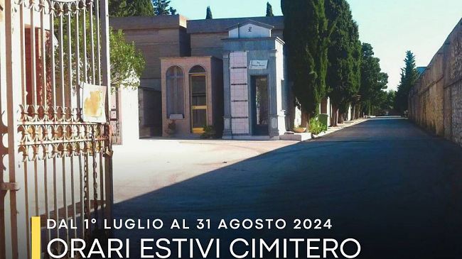 Valderice, cimitero comunale, nuovi orari dal giorno 1 Luglio al 31 Agosto