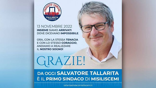 Misiliscemi, dichiarazione del neo eletto sindaco Tallarita