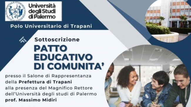 S​arà firmato lunedì 11 novembre, in Prefettura, il Patto educativo di comunità per la provincia di Trapani