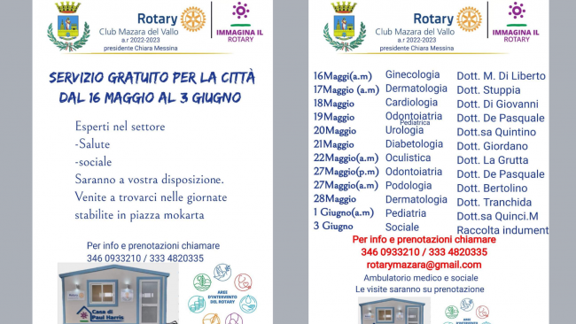 Mazara, visite mediche gratuite promosse dal Rotary club 