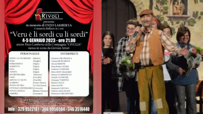 Al Teatro Rivoli il 4 e 5 gennaio la commedia “Veru è li sordi cu li sordi”