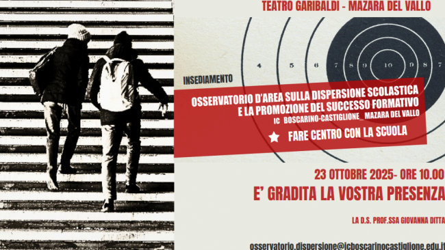 Domani a Mazara l'insediamento dell'osservatorio d'area IC Boscarino-Castiglione, sulla dispersione scolastica