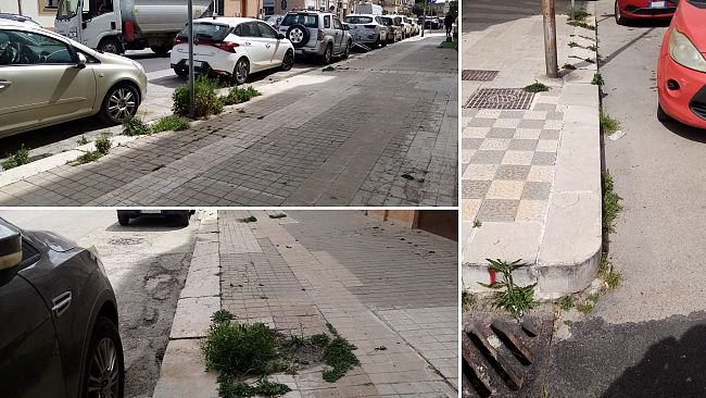 Trapani. In Via Passaneto si passeggia tra le erbacce
