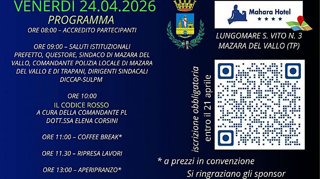 Mazara, il 24 aprile il convegno Polizia Locale della Regione Sicilia