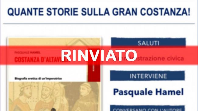 Mazara, rinviata la presentazione della biografia di Costanza D’Altavilla a cura di Pasquale Hamel