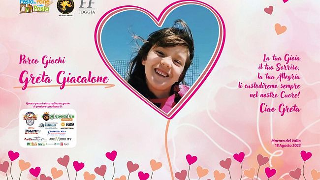 Mazara, verrà realizzato un parco giochi in memoria della piccola Greta Giacalone 