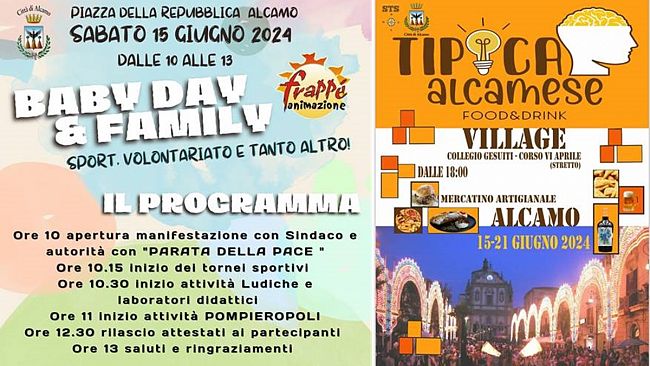 Alcamo: Baby day, sabato 15 giugno, Piazza della Repubblica dalle 10 alle 13
