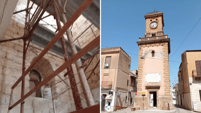 Campobello, iniziati i lavori di restauro dell’interno della Torre dell’Orologio