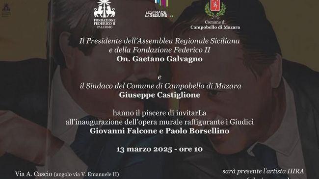 Giovedì l'inaugurazione del murale su Falcone e Borsellino a Campobello