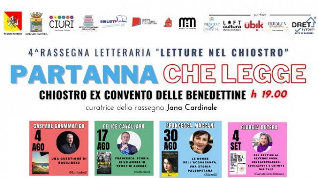 Al via il 4 agosto la Rassegna letteraria “Letture nel Chiostro – Partanna che legge”