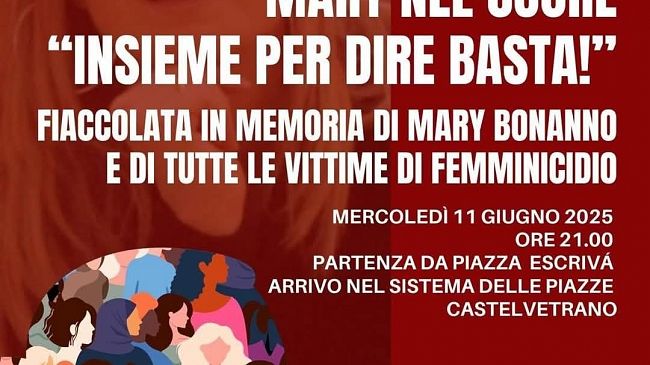 Una fiaccolata per ricordare Mary e tutte le donne vittime di violenza